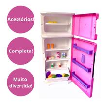 Mini Geladeira Infantil Cozinha Criança Grande Menina Rosa Lua de Cristal - Brinquedo Educativo Mini Geladeira Infantil Cozinha Criança Grande Menina Rosa Lua de Cristal - Brinquedo Educativo