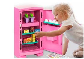 Mini Geladeira Infantil Cozinha Criança Grande Rosa Menina - Cardoso Toys