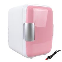 Mini geladeira rosa 2 em 1 refrigerador e aquecedor 4l 12v ideal para viagem, praia e camping no carro