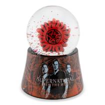 Mini globo de neve adulto iluminado com símbolo antipossessão sobrenatural Join The Hunt com tela de glitter 2,75 polegadas de altura