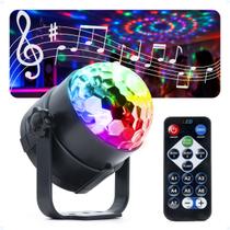 Mini Globo LED Laser RGB Giratório C/ Controle Remoto Bivolt