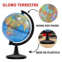 Mini Globo Terrestre Político Mapa Mundi 8,5Cm Decorativo - Coisaria