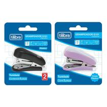 Mini Grampeador G101 com Extrator 12 Folhas Preto e Lilás - Tilibra