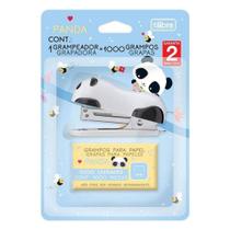 Mini Grampeador Panda Com Extrator E Grampos 12 Folhas Branco - Tilibra