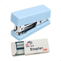 Mini Grampeador Portátil Cores Pastel + 320 Grampos 24/6 - Azul Mini Grampeador Portátil Cores Pastel + 320 Grampos 24/6 - Azul