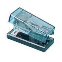 Mini grampeador portátil transparente azul compacto e fino pequeno