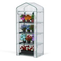 Mini Greenhouse WORKPRO portátil de 4 camadas com prateleiras 27x19x63 cm