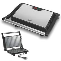 Mini Grill Elétrico 2 em 1 de Inox: Sanduicheira e Grelhador 750W
