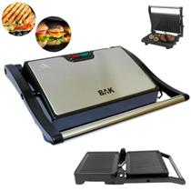 Mini Grill Grelha Elétrica Inox Antiaderente Gourmet Sanduicheira Misteira Lanches