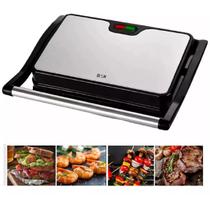Mini Grill Grelha Sanduicheira Inox 750w Antiderrapante Alça Cor Preto 110V