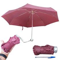 Mini Guarda Chuva Compacto Sombrinha Dobrável: 7 Varetas Cabe no Bolso Modelo Bolinhas