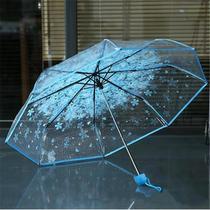 Mini Guarda-Chuva Dobrável Transparente Com Design Simples E Fresco De Flor De Cerejeira Coreana