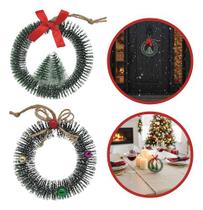 Mini Guirlanda 10cm Decoração Natal Enfeite Nevado Porta Mini Guirlanda 10cm Decoração Natal Enfeite Nevado Porta