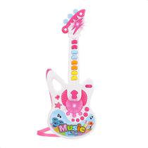 Mini Guitarra Musical Infantil A Pilha Brinquedo Guitarrinha Som E Luz Várias Cores
