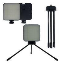 Mini Iluminador LED Soleste W-81 + Mini Tripé de Metal Ajustável Iluminação Profissional e Versátil S