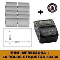 Mini Impressora Bluetooth + 10 Rolos Etiqueta Adesiva 57x30 - TITANNET