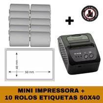 Mini Impressora Bluetooth + 10 Rolos Etiqueta Adesiva 58x40 - TITANNET