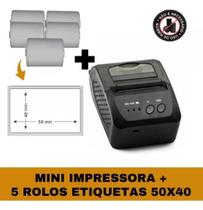 Mini Impressora Bluetooth + 5 Etiquetas Adesivas 58x40
