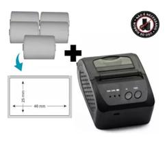 Mini Impressora Bluetooth + 5 Rolos Etiqueta Adesiva 40x25 - PERSONALIZADO TITANNET