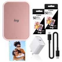Mini impressora fotográfica Canon IVY 2 Bluetooth portátil rosa