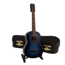 Mini instrumento musical azul de madeira modelo de guitarra clássica Mini instrumento musical azul de madeira modelo de guitarra clássica
