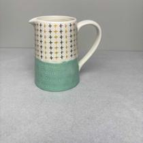 Mini Jarra em Porcelana Fancy Candy Verde/Branco 7,5x11cm