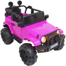 Mini Jipe Elétrico Infantil Criança 12V com Controle Remoto Luz Som Usb Mp3 Carro Importway Rosa