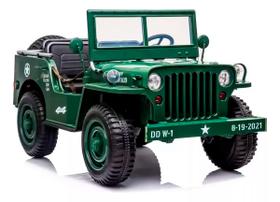 Mini Jipe Willys Infantil 24v Rodas em EVA e Bancos em Couro BW297 Verde