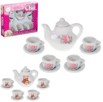 Mini Jogo Chá Porcelana Completo Decoração Brinquedo Enfeite