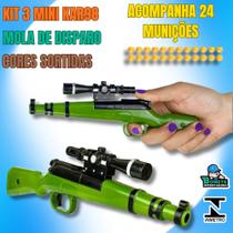 Mini Kar98 Infantil Kit com 3 Arminhas de Brinquedo Cores Sortidas