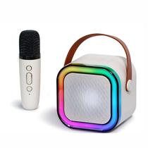 Mini Karaokê Bluetooth 1 Microfones Led Portátil Festa Usb