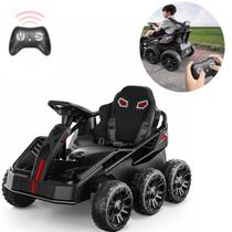 Mini Kart Elétrico Infantil 24V 4 Motores até 50Kg Bateria Recarregável Controle Remoto Luz e Som Suporte MP3 Estrutura Segura e Divertida