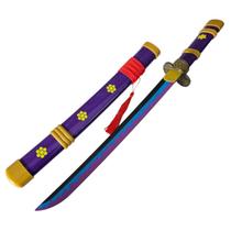 Mini Katana Enma Roxa One Piece Polímero com Suporte Colecionável Geek