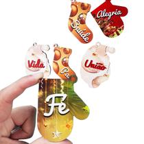 Mini kit 10 bolinhas de natal em mdf com formatos diferentes e palavras