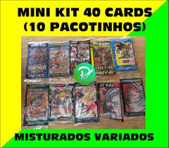 MINI KIT 40 CARDS Misturados - 10 pacotes com temas diferentes - Naruto, Free Fire, Fortnite, Dragon Ball, Minecraft