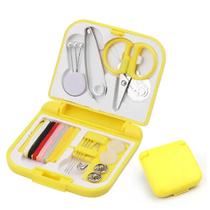 Mini Kit De Costura Bolso Para Emergência Viagem Compacto Pequeno Azul Amarelo Plástico