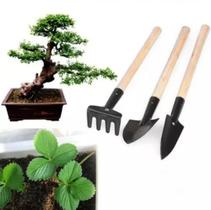 Mini Kit Jardinagem 3 Peças Cabo De Madeira Pá Ancinho para Vasos Terrarios Mini Kit Jardinagem 3 Peças Cabo De Madeira Pá Ancinho para Vasos Terrarios