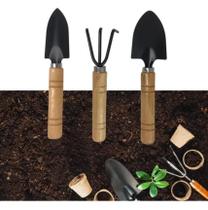 Mini Kit Jardinagem 3 Peças Horta Jardim Pazinhas E Rastelo