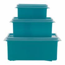 Mini Kit - Org. Multiúso Quadrado Baixo 3 pçs - AZUL HARMONIA