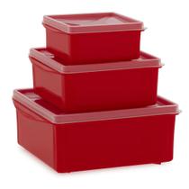 Mini Kit - Org. Multiúso Quadrado Baixo 3 pçs - VERMELHO MAÇÃ DO AMOR