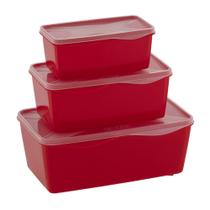 Mini Kit - Org. Multiúso Retangular 3 pçs - VERMELHO MAÇÃ DO AMOR