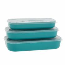 Mini Kit - Org. Multiúso Retangular Baixo 3 pçs - AZUL HARMONIA