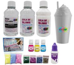 Mini Kit Para Fazer Slimes Completo Com Copo Branco