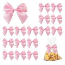 Mini laços rosa para embrulhar presentes Hapforever 50 unidades com fita
