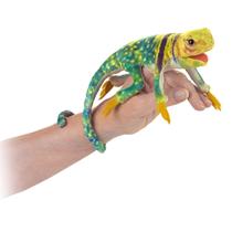 Mini lagarto de colarinho Finger Puppet Folkmanis verde/marrom/amarelo Mini lagarto de colarinho Finger Puppet Folkmanis verde/marrom/amarelo