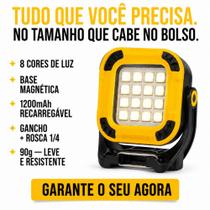Mini Lanterna 8 Cores Com Base Magnética Led Tática imã Potente Refletor Recarregável USB Premium
