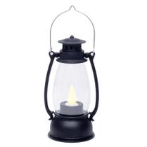 Mini Lanterna Chamas Led Decorativa Preto Cromus Natal