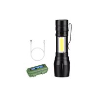 Mini Lanterna De Alumínio Com Zoom Ajustável Luz Lateral COB Potente