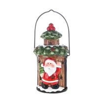 Mini Lanterna de Cerâmica Papai Noel com LED - 17cm - 1 unidade - Cromus - Rizzo