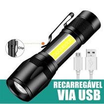 Mini Lanterna de Mão USB Recarregável Profissional Com Função Lampião - Armarinhos BS